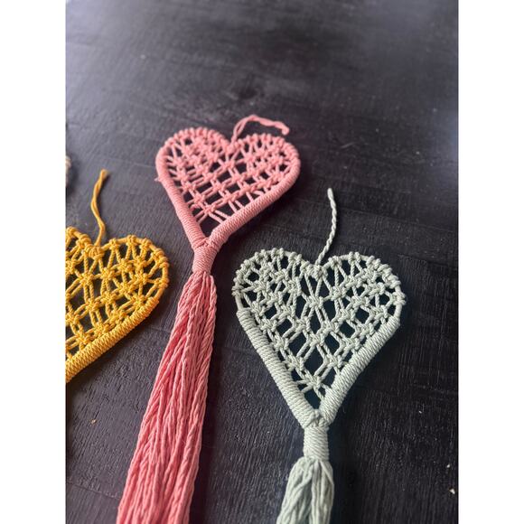 Handmade Macramé Heart Wall Hanging – 19” Long, Boho cottagecore Decor - Picture 3 of 4